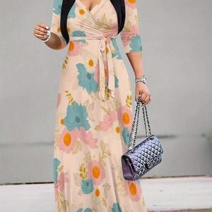 Pink Tie Front Maxi Sundress